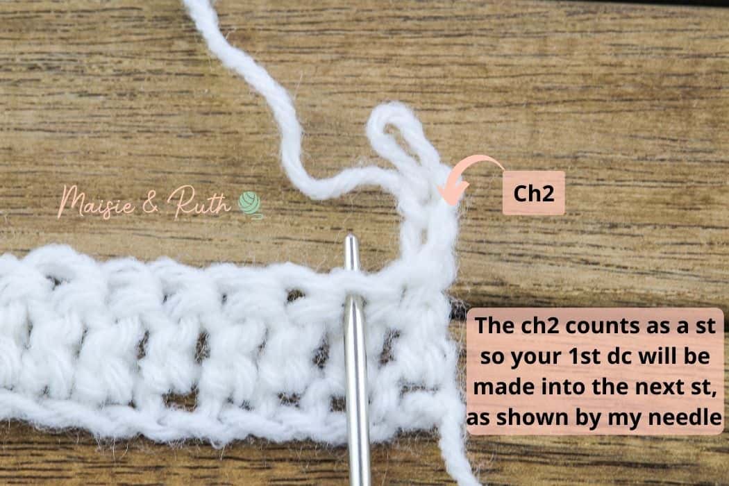 Crochet Diamond Trellis Stitch Row 1c