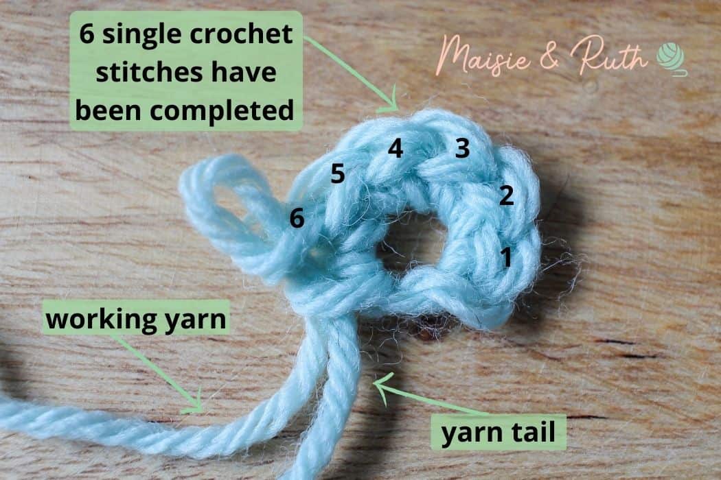 Crochet in the round Chain Ring step 2