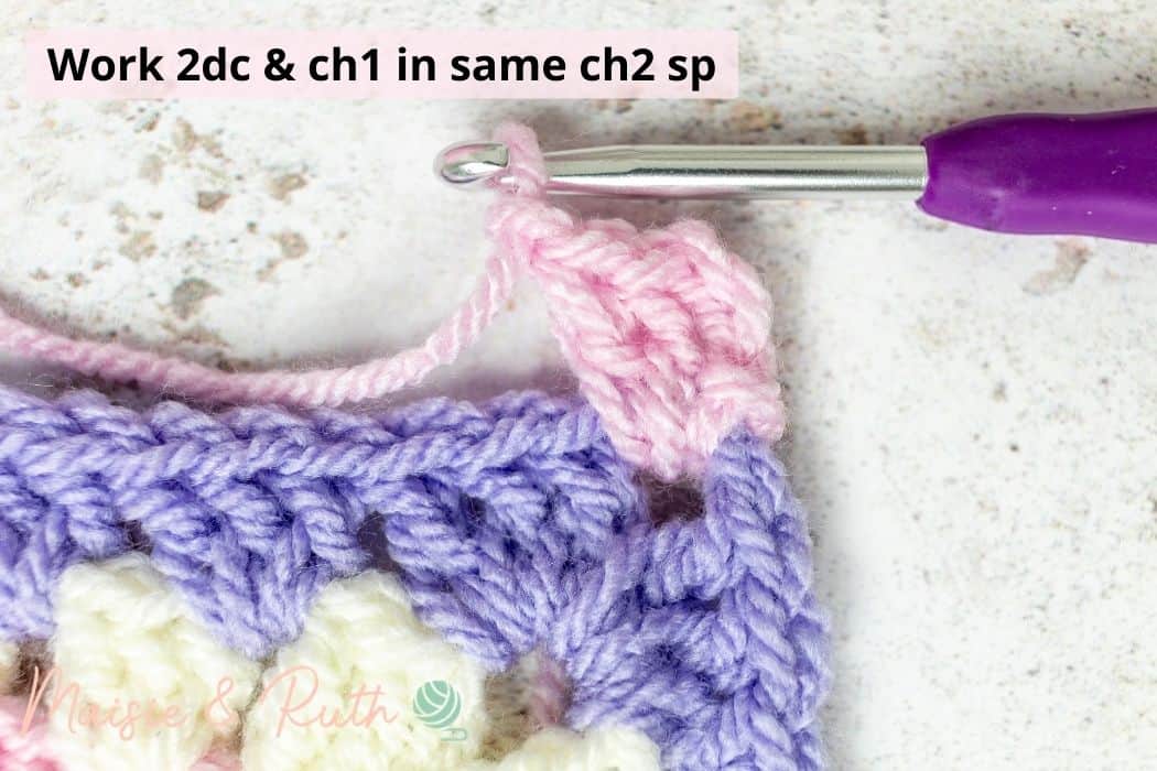 Crochet Granny Sq Border step 2