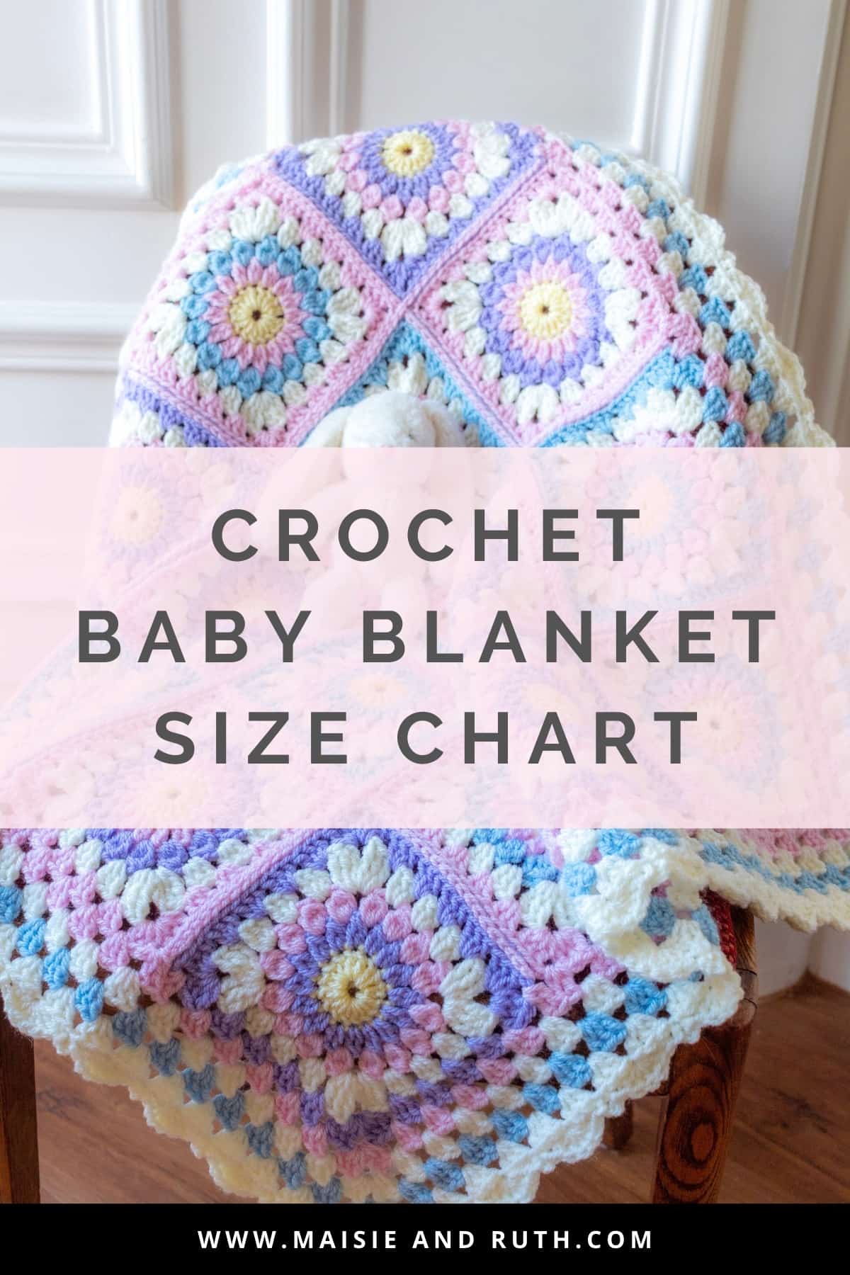 Crochet Baby Blanket Size Chart Pin 