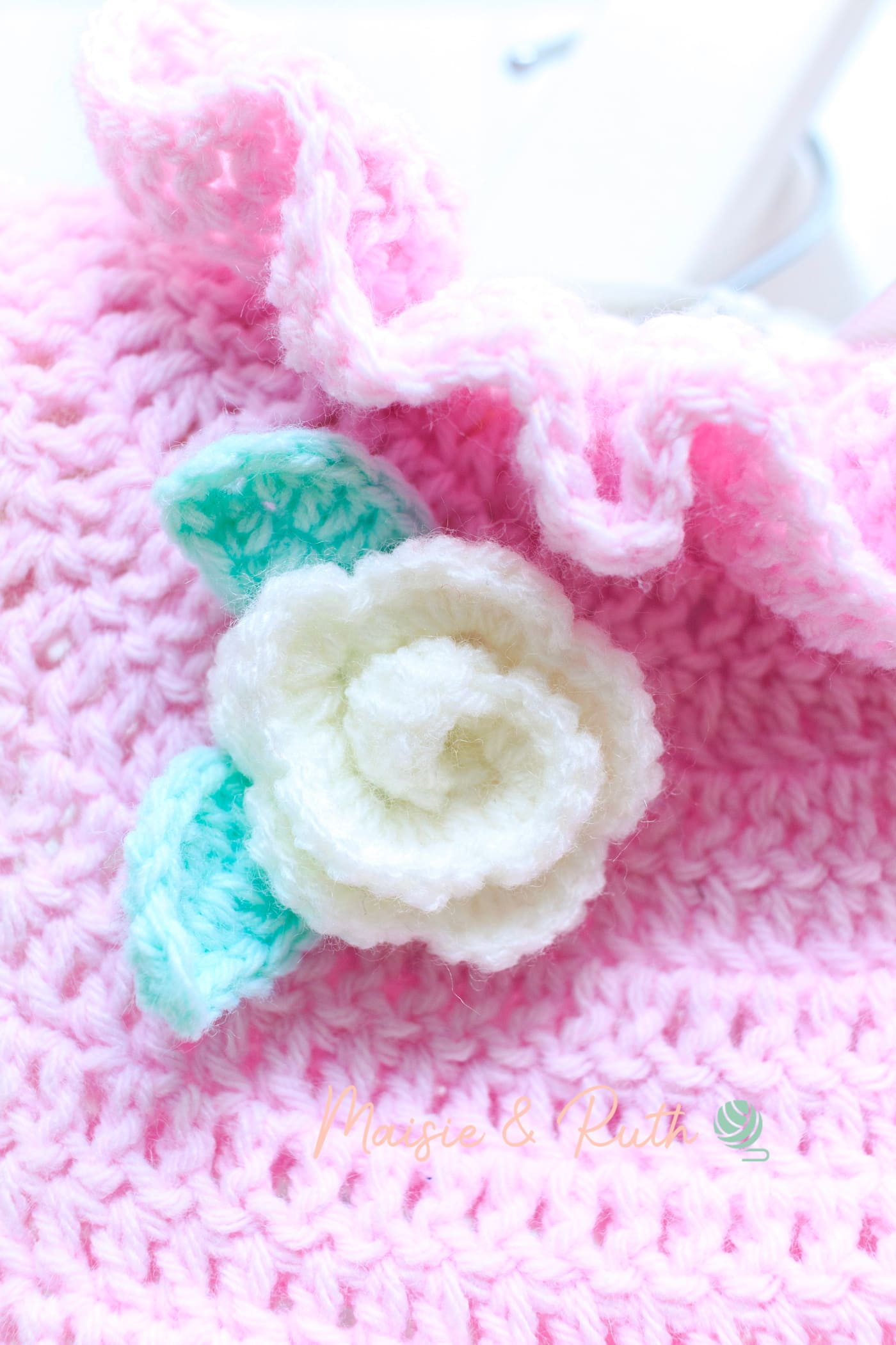 Crochet Rose on Baby Romper