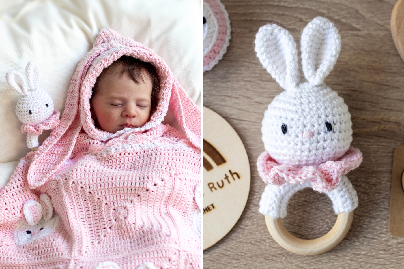 Free Crochet Amigurumi Pattern with sleeping baby
