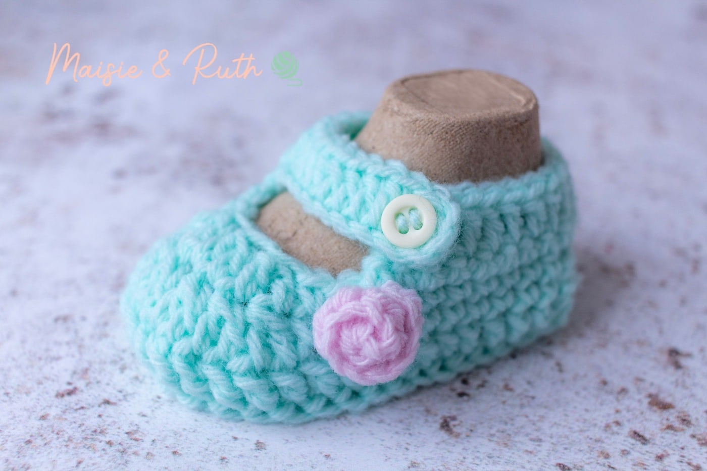 Crochet Flower Mini on Baby Bootie