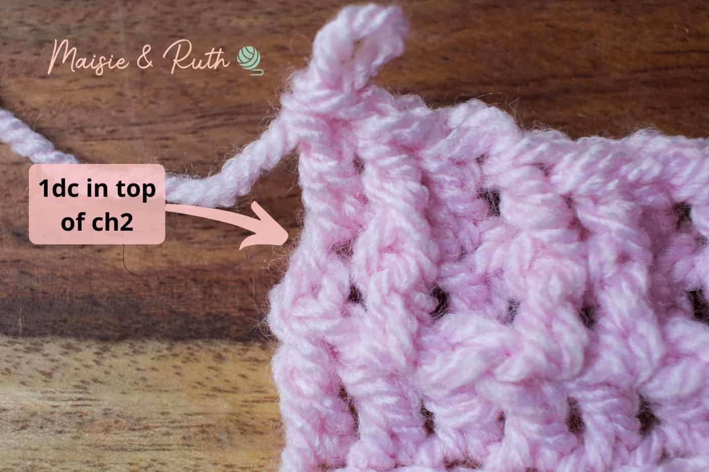 Crochet Waffle Stitch Baby Blanket Step 3f
