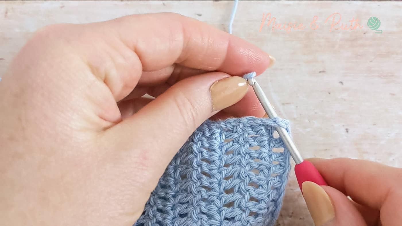 Easy Crochet Baby Bonnet Pattern starting first tie
