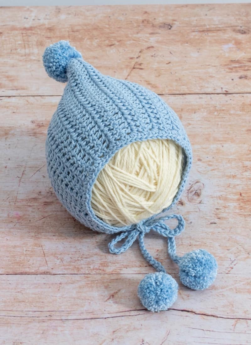 Crocheted baby pixie hat