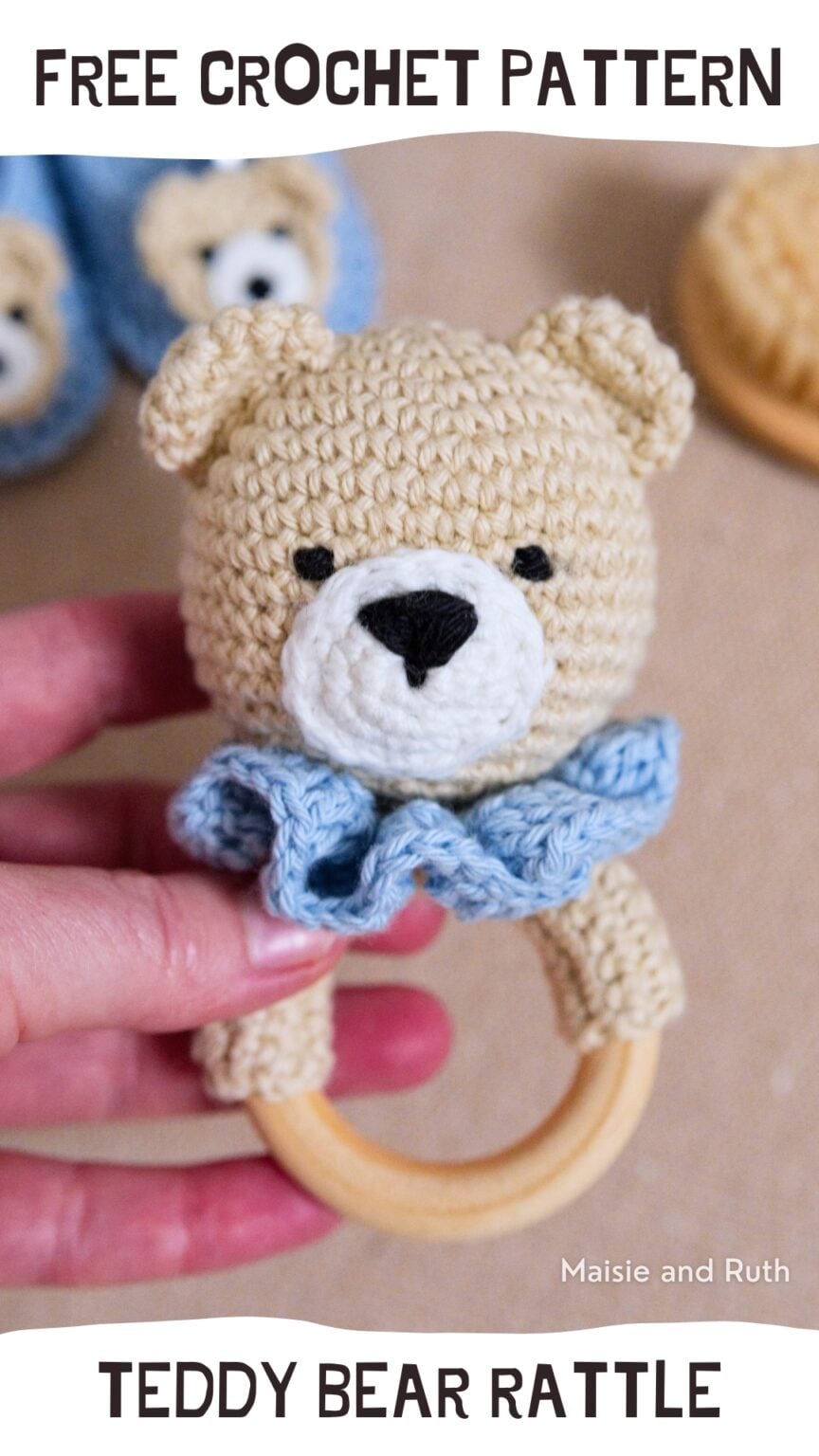 How to Crochet a Baby Rattle (Teddy Bear Teether) - Maisie and Ruth
