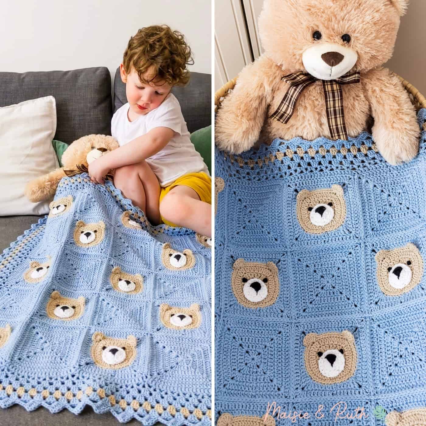 Bear Crochet Baby Blanket with Toddler