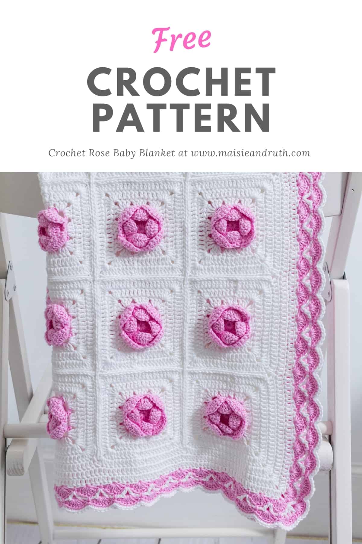Crochet Rose Baby Blanket Pin 1