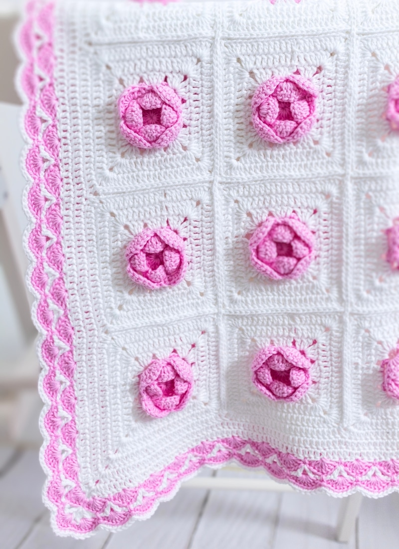 Crochet Rose Baby Blanket (A Delightful Free Pattern) - Maisie and Ruth