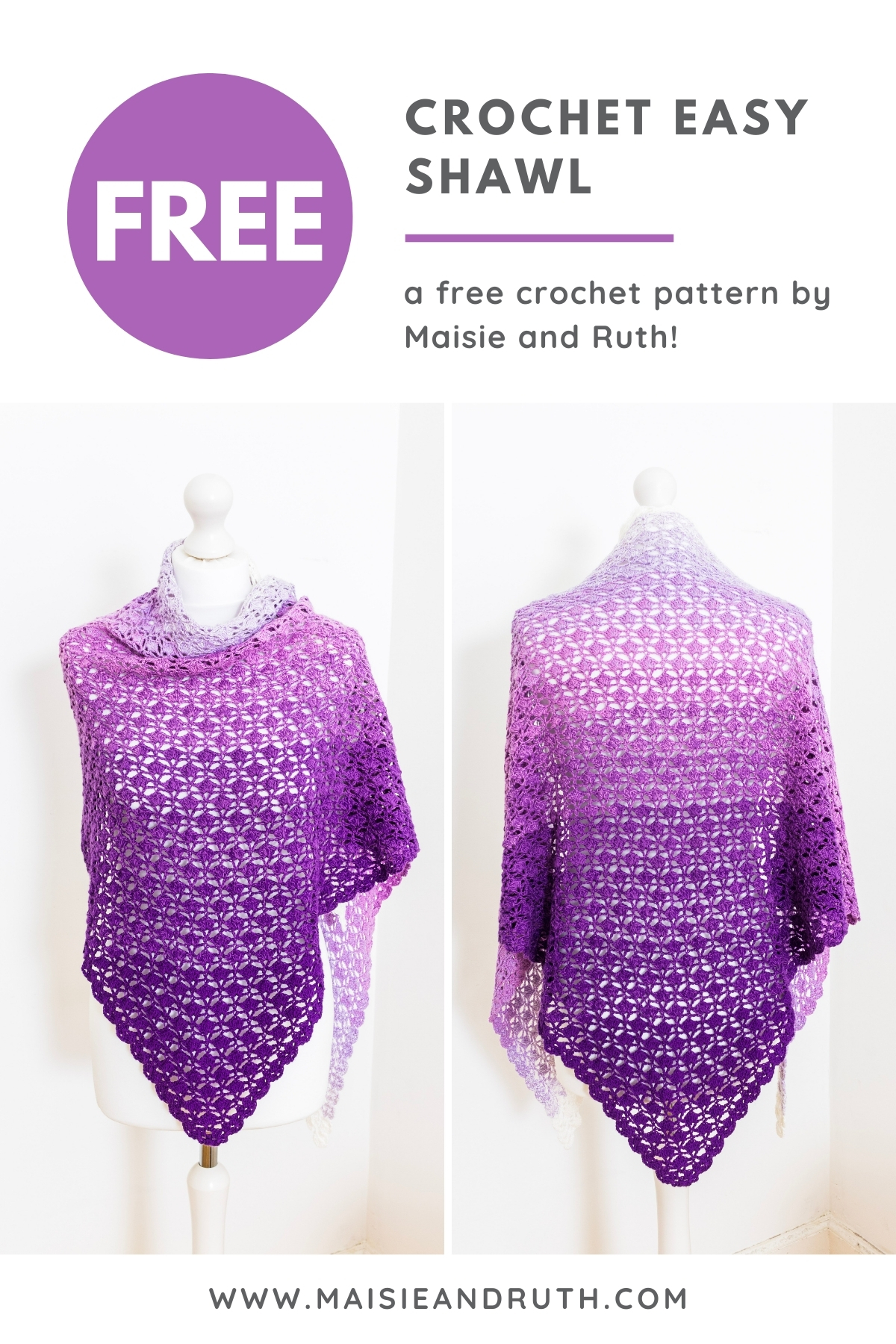 Free Crochet Pattern Easy Triangle Lace Shawl Pin 2