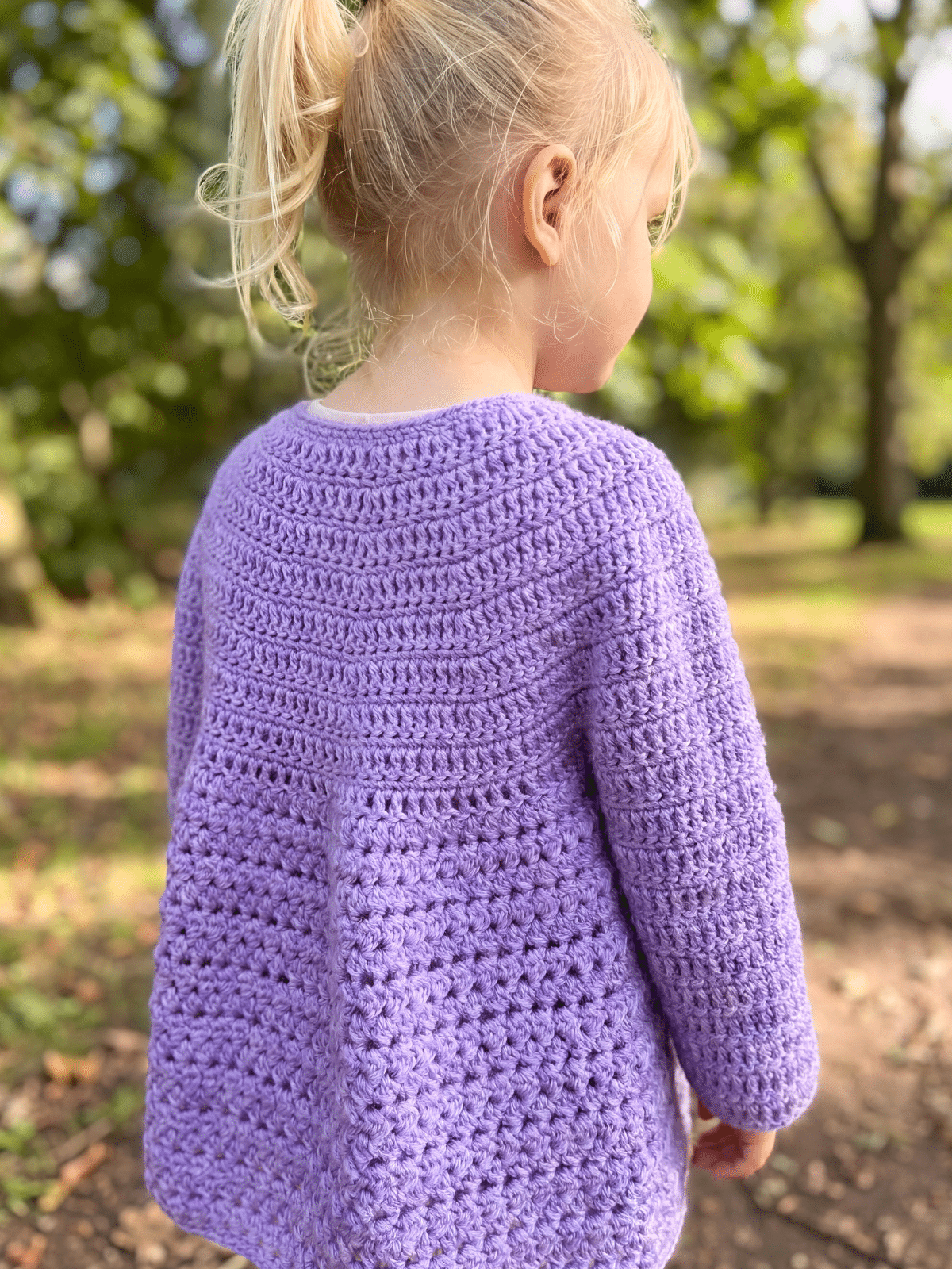 Textured crochet baby cardigan pattern for newborn to 8 years