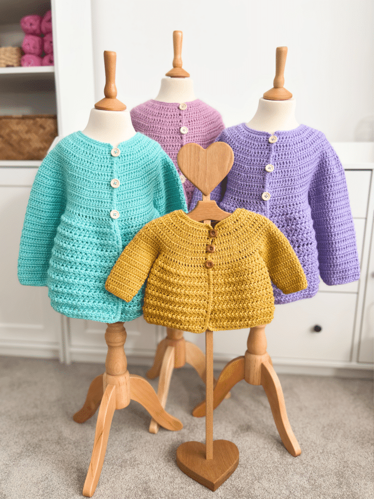 Free crochet baby cardigan pattern for beginners with button front