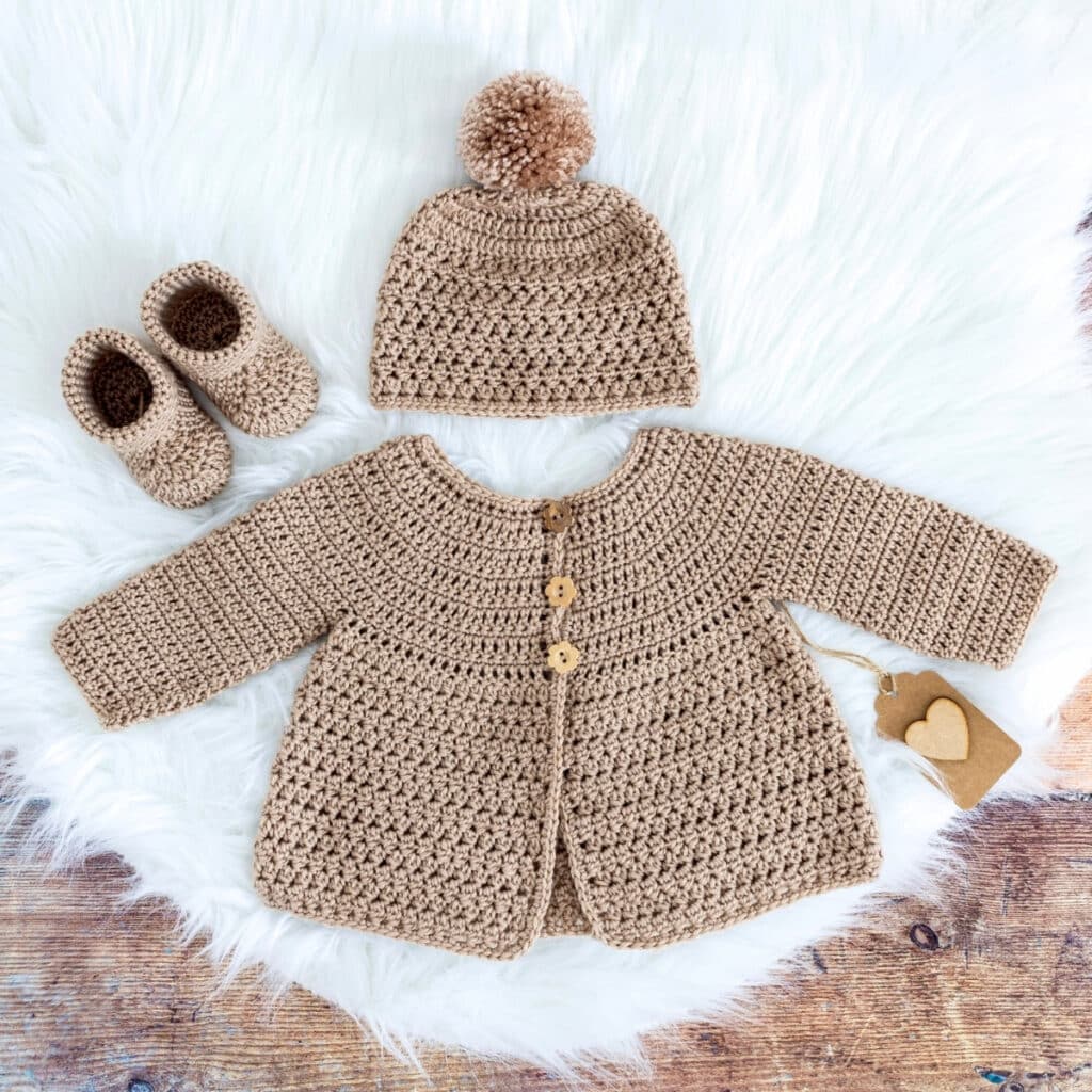 Crochet Baby Cardigan Pattern (The Ella Cardie) - Maisie and Ruth, image size:1024x1024