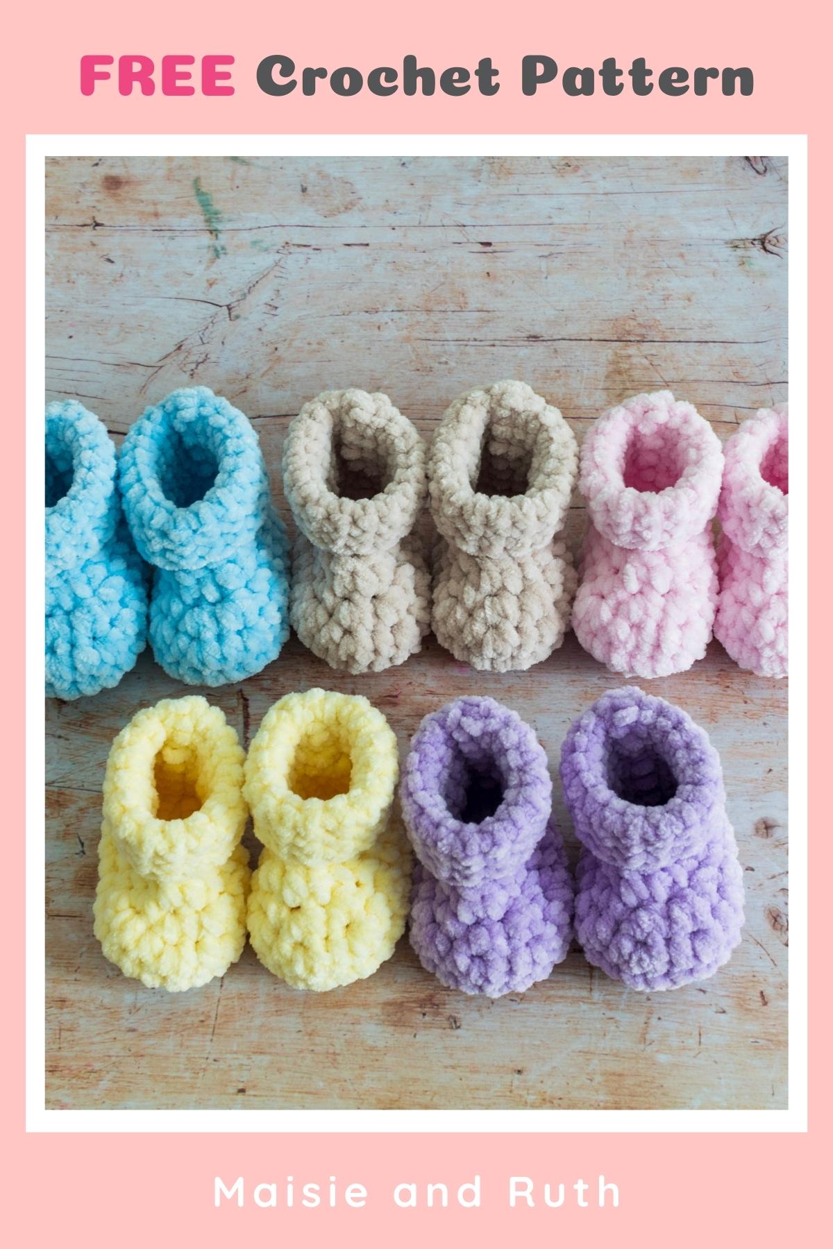 Chunky Crochet Baby Booties free crochet pattern Pin 2