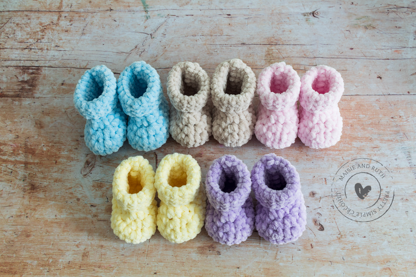 Chunky Crochet Baby Booties in Assorted Colours