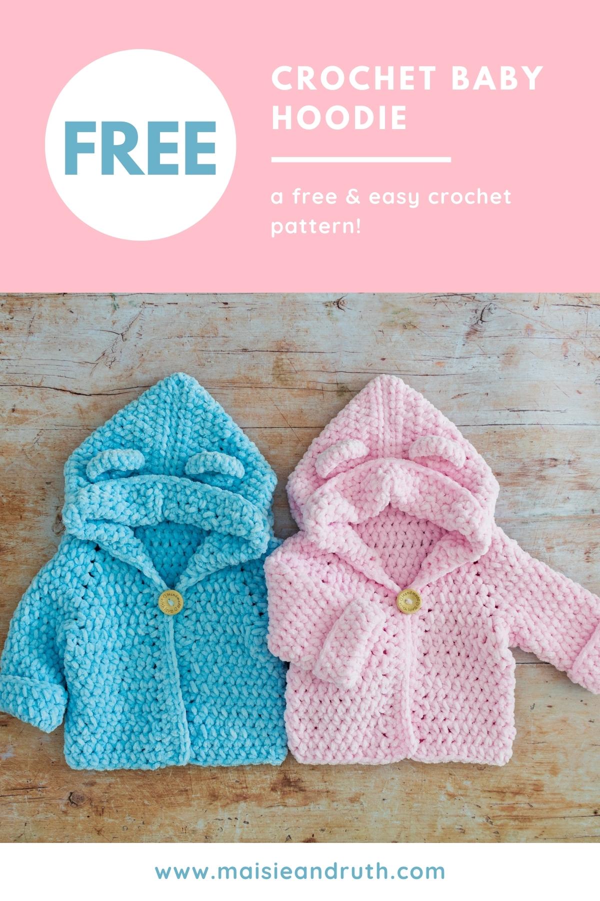 Crochet Baby Hoodie Free Crochet Pattern Pin 1