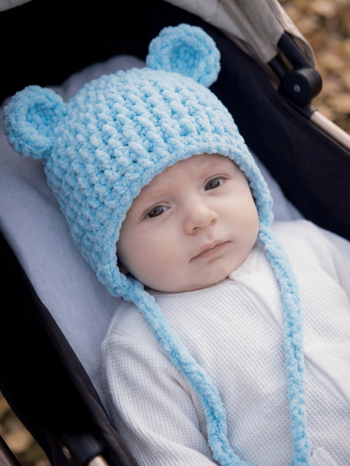 crochet baby bear beanie free pattern worn on baby boy