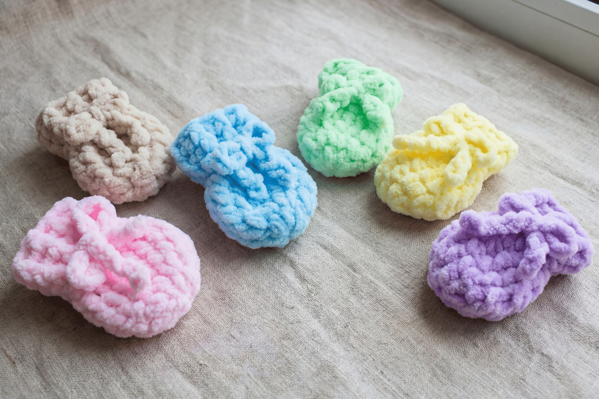 cozy cloud fast crochet baby mittens with soft chunky texture