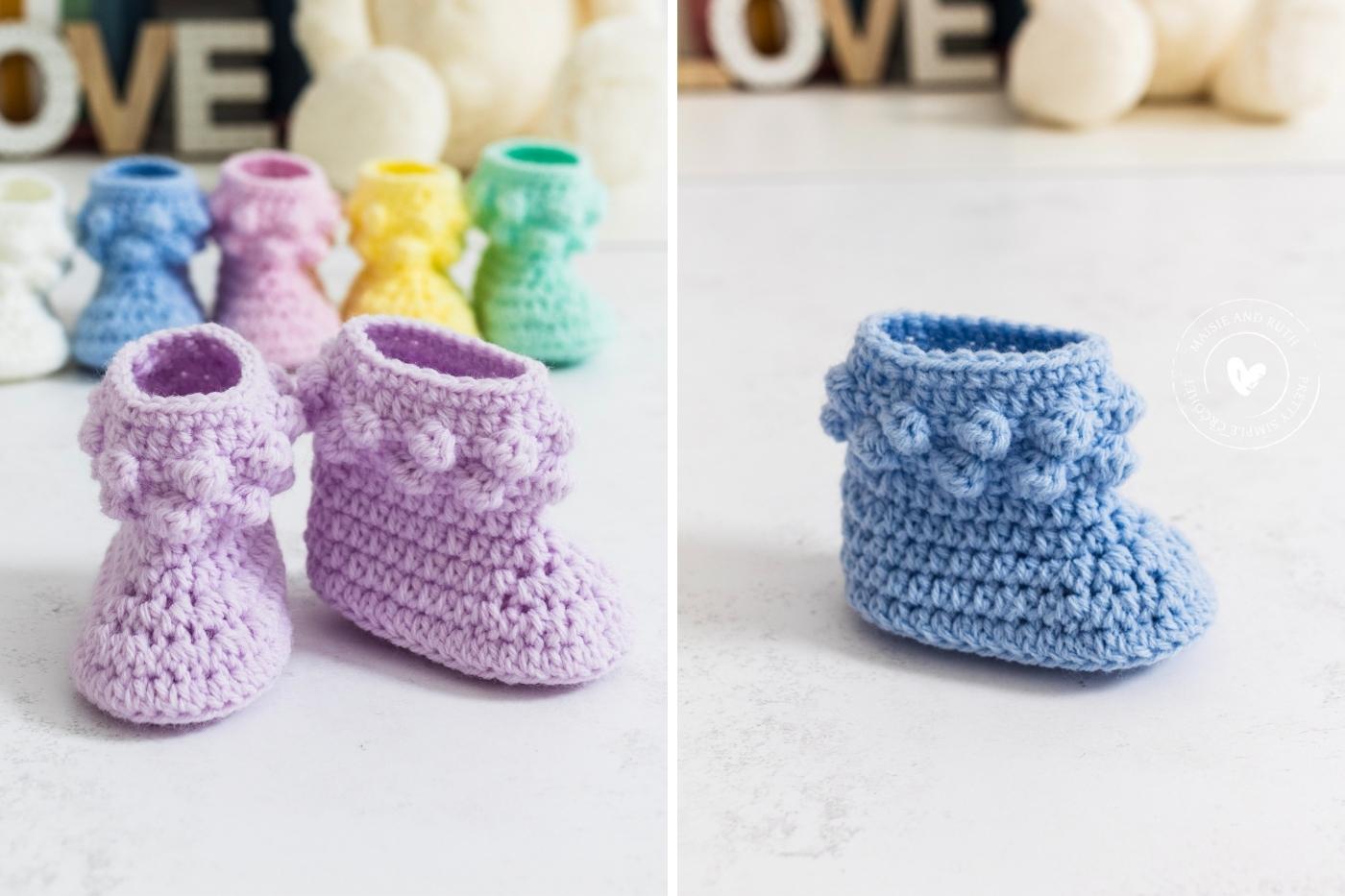 Cute Easy Crochet Baby Booties Collage