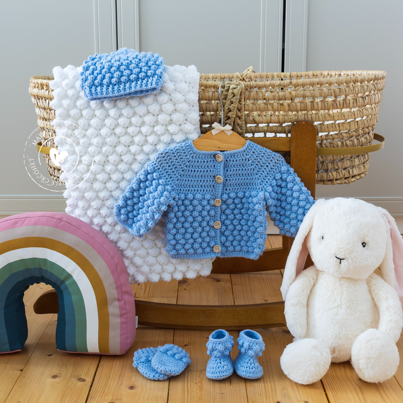 Bobble Crochet Baby Cardigan Pattern set