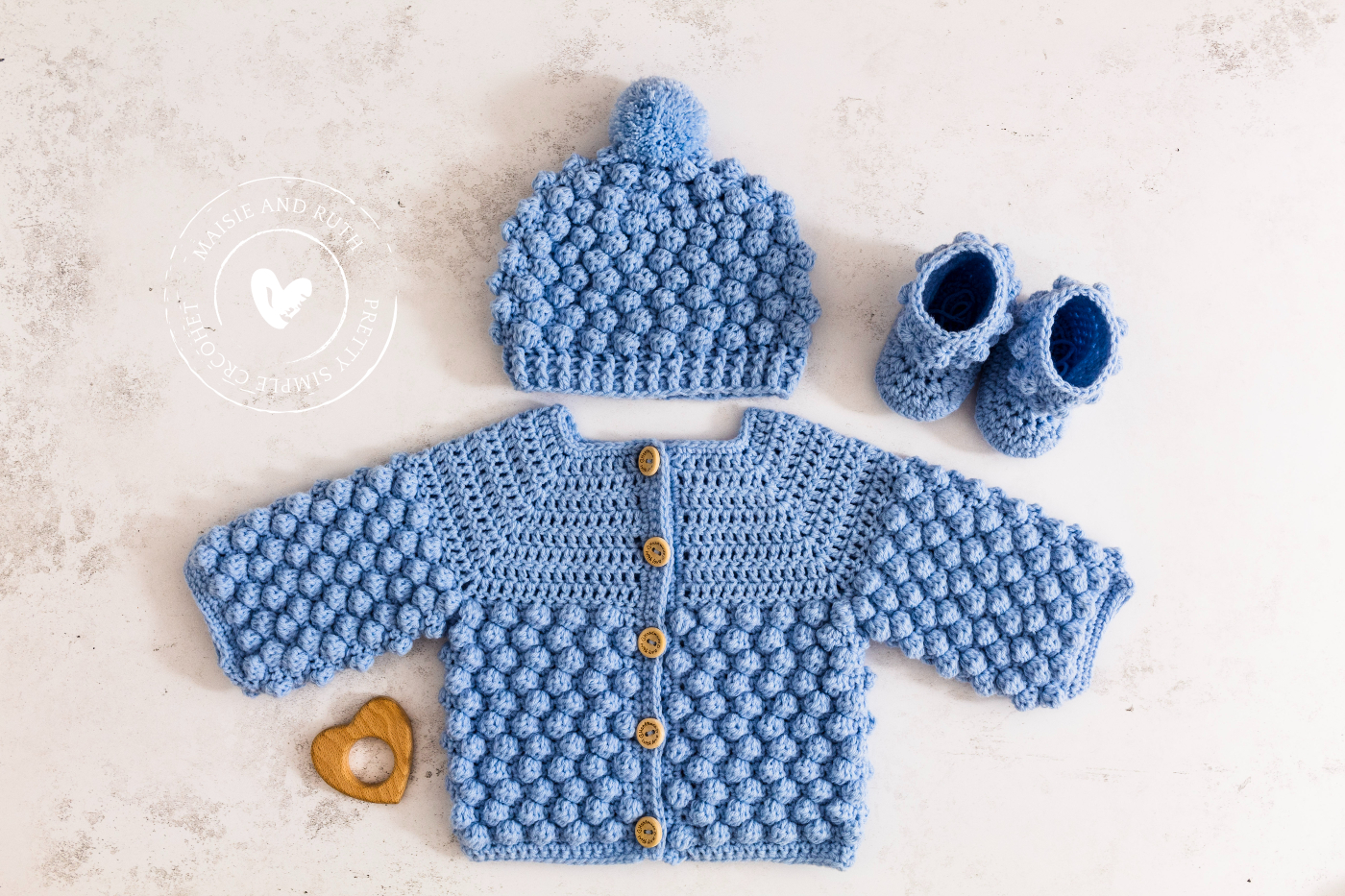 crochet bobble baby beanie blue layette