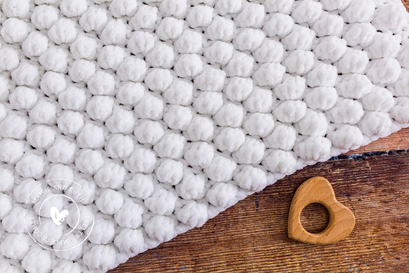 crochet bobble stitch blanket in white