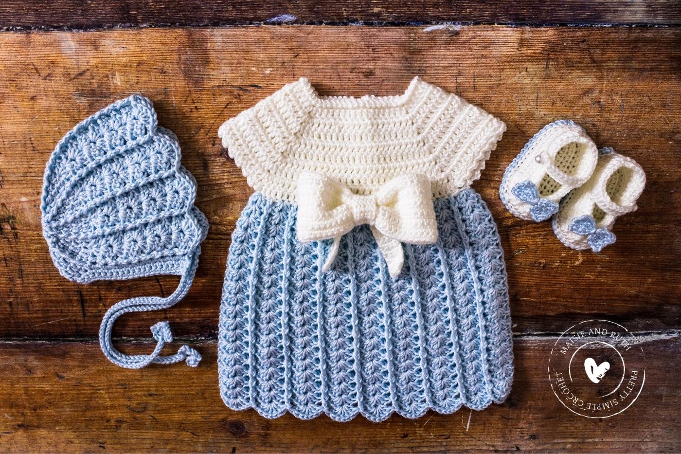 crochet dress for baby in blue color