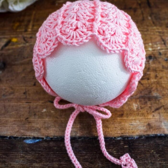 pink shell stitch hat