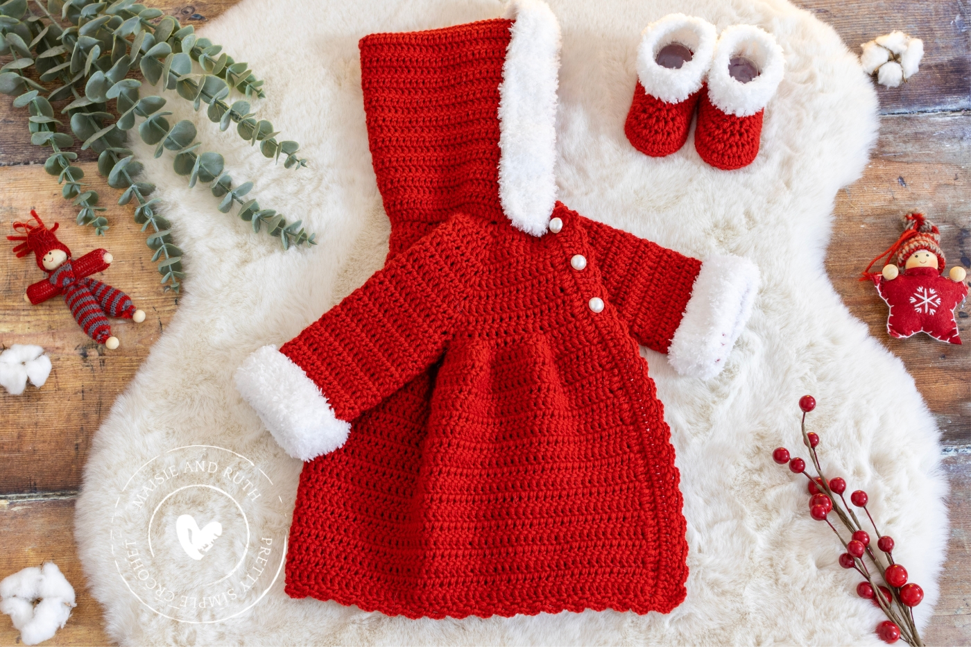 Crochet Baby Coat with hood christmas version