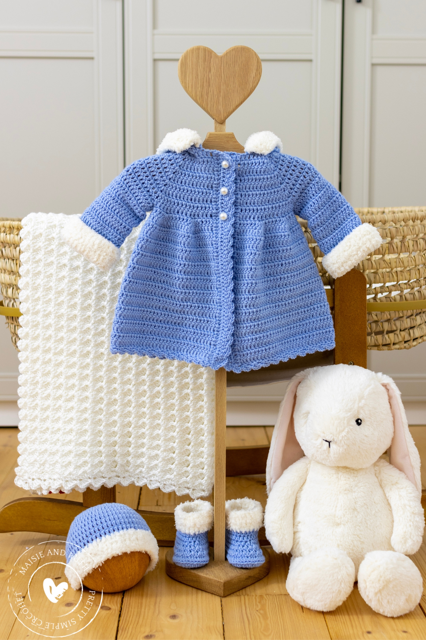 crochet baby hoodie in blue color