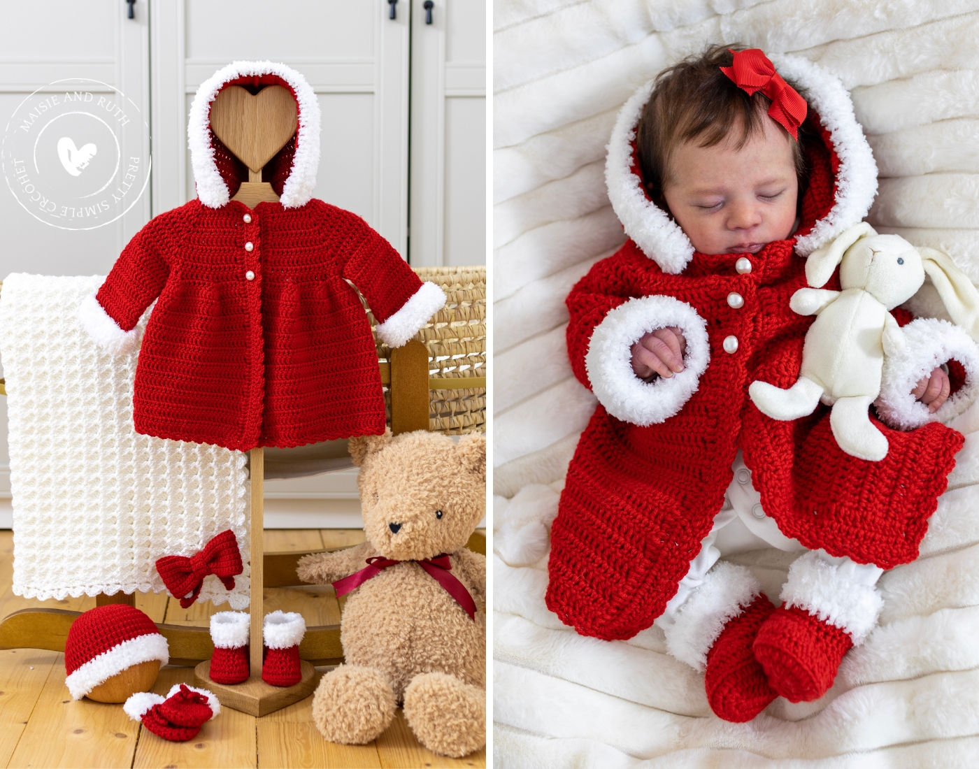 layette in red and white colours
