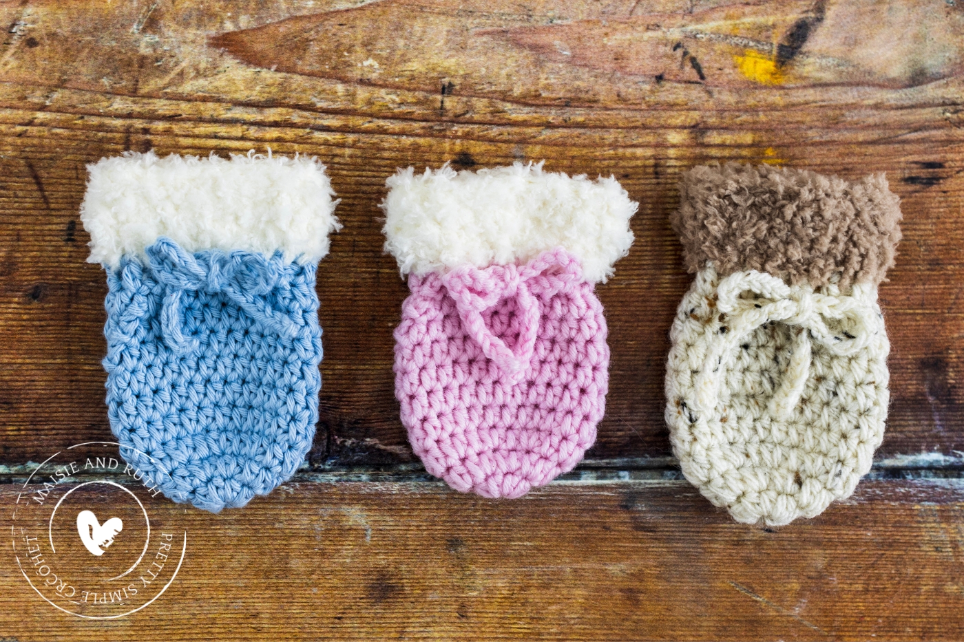 Crochet Baby Mitts in 3 colours