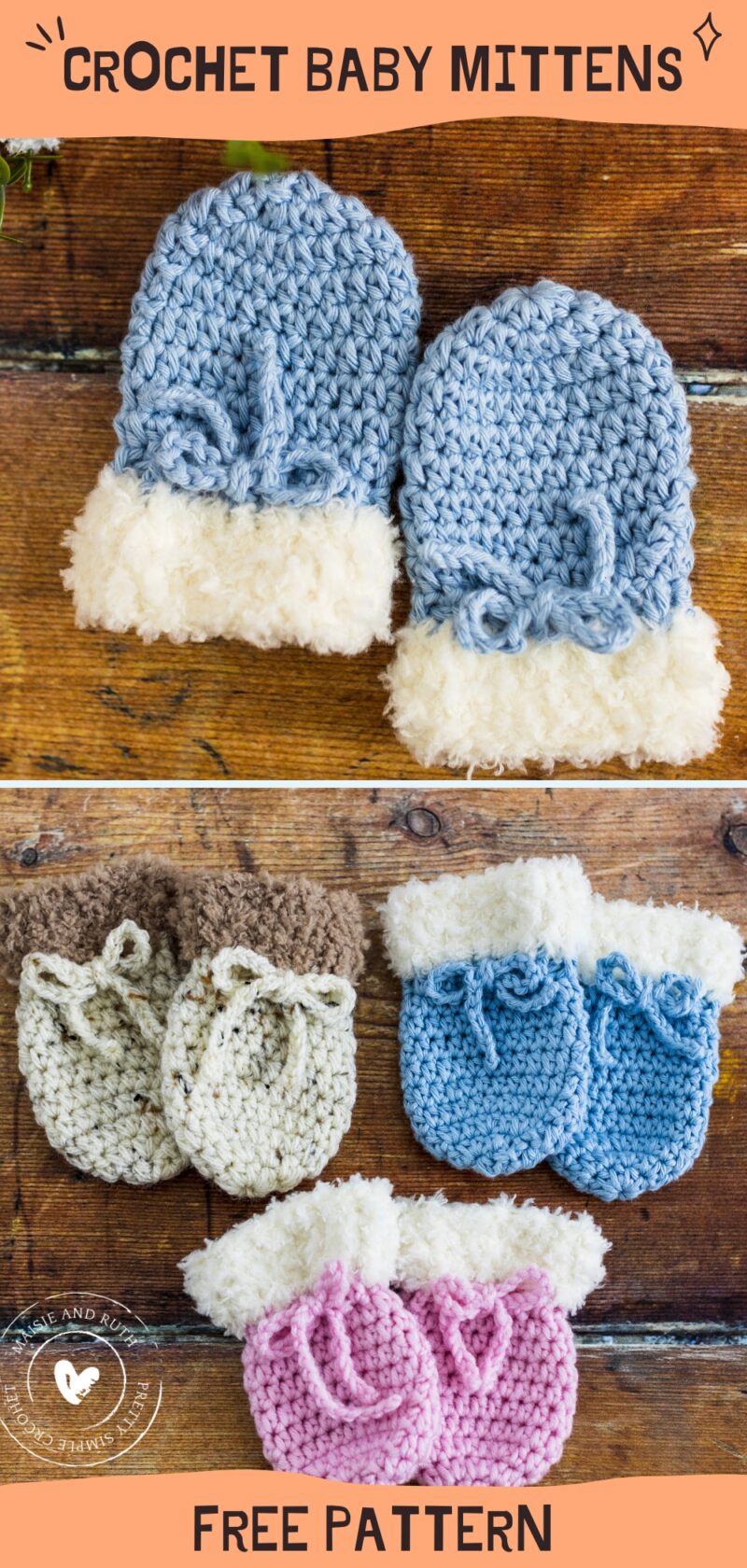 Warm Crochet Baby Mittens (Free Pattern) Maisie and Ruth