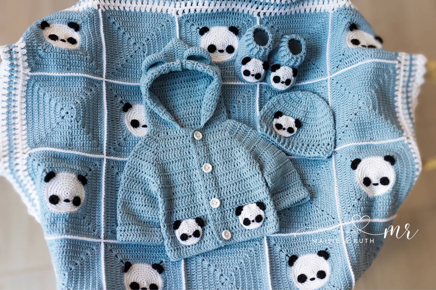panda crochet baby blanket pattern with booties