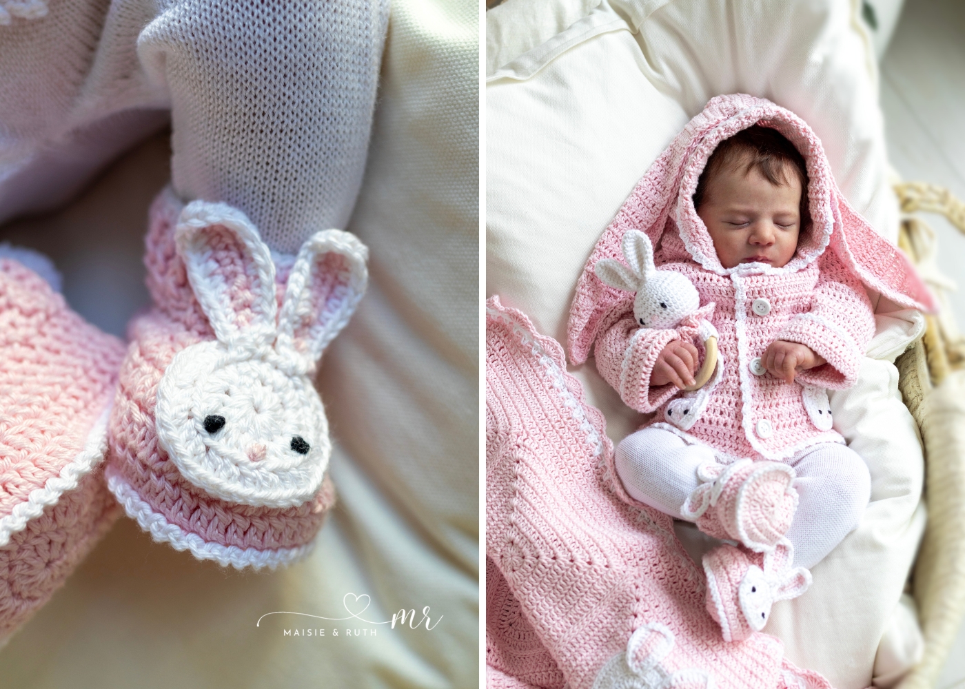 bunny crochet baby booties free pattern on babys feet