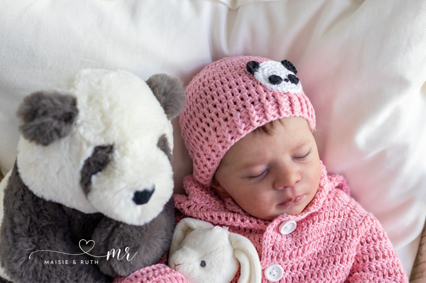 panda crochet baby hat free pattern on baby's head