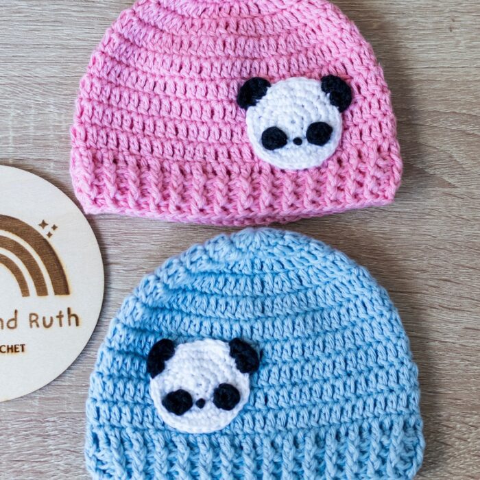 pink and blue baby crochet beanies