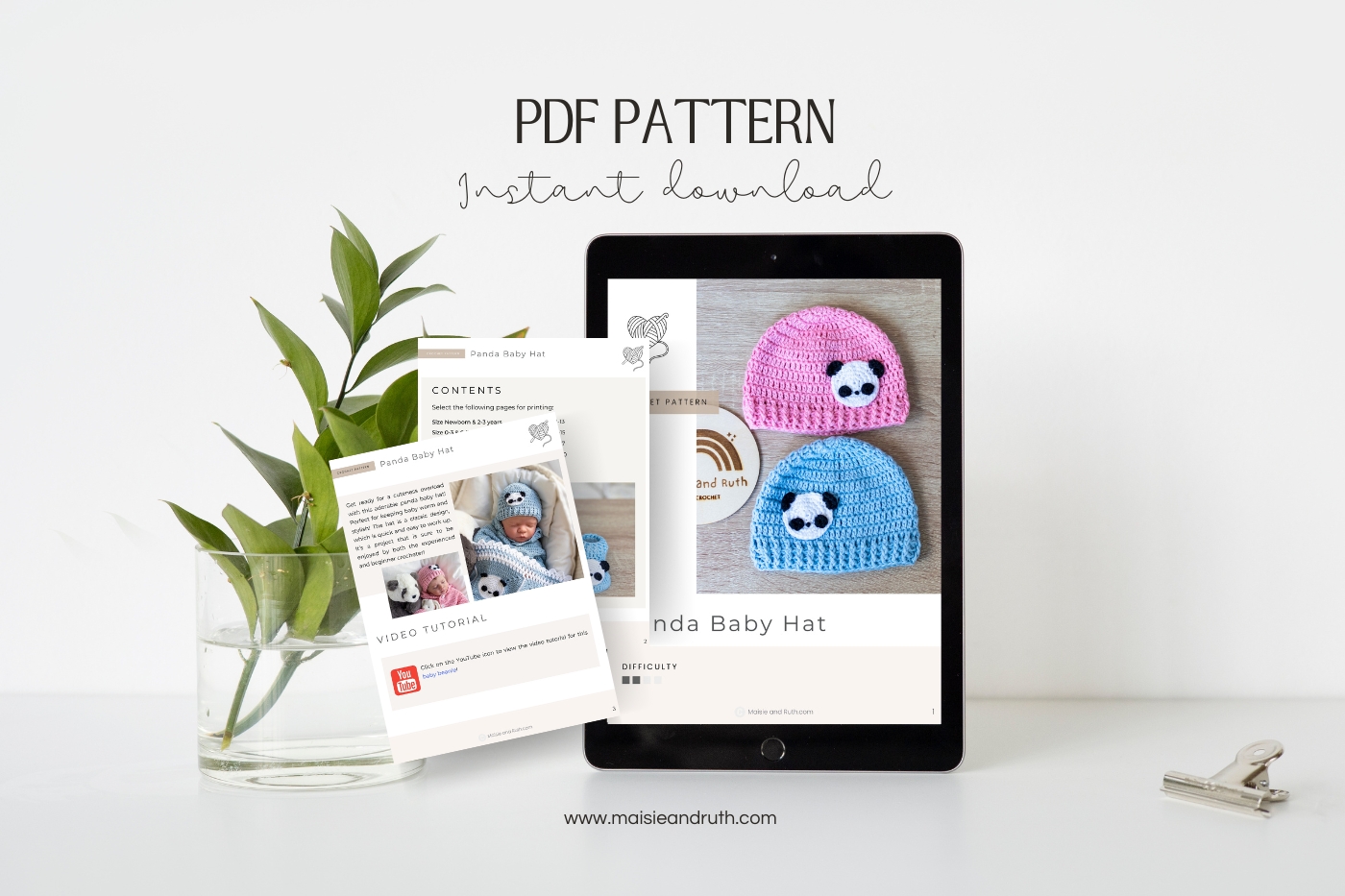 Panda Baby Hat PDF Pattern Demo