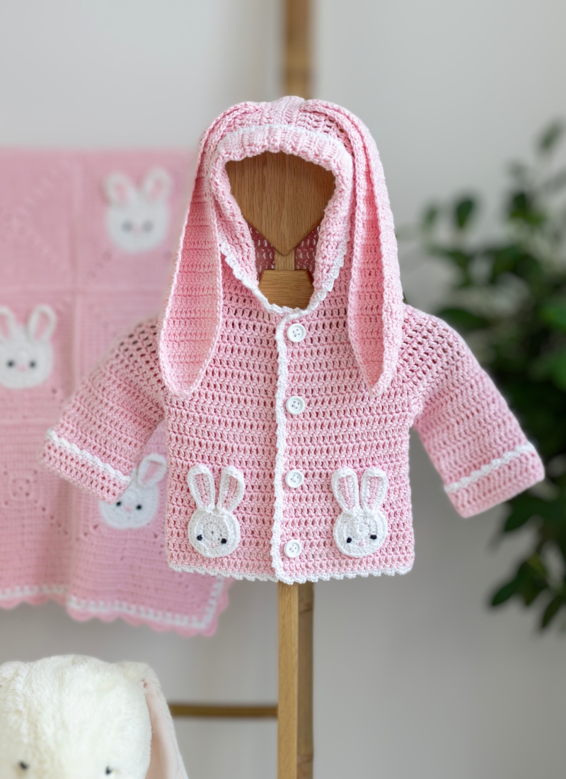 Crochet Bunny Baby Hoodie (Free Pattern)